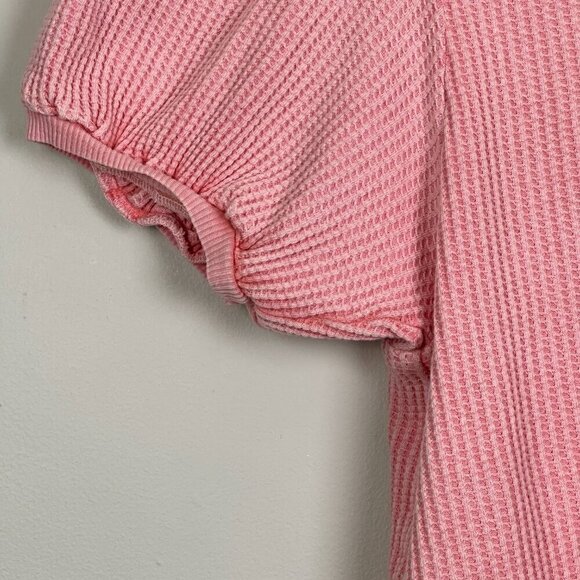 Free People One Hayden Thermal Waffle Knit Top Pink - Picture 7 of 12